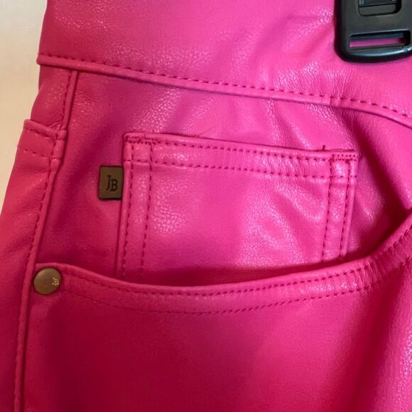 JUDY BLUE Tummy Control Faux Leather Pants Hot Pink Size 20W Straight NWT New - Picture 8 of 16